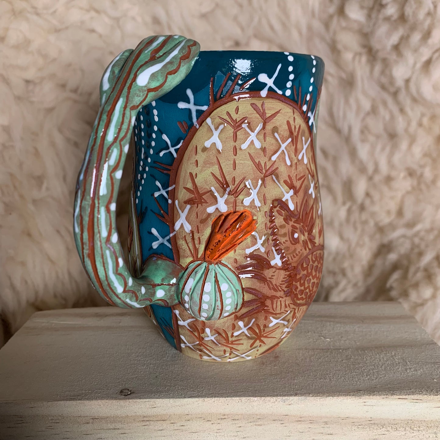 Cactus, hare, armadillo mug 1