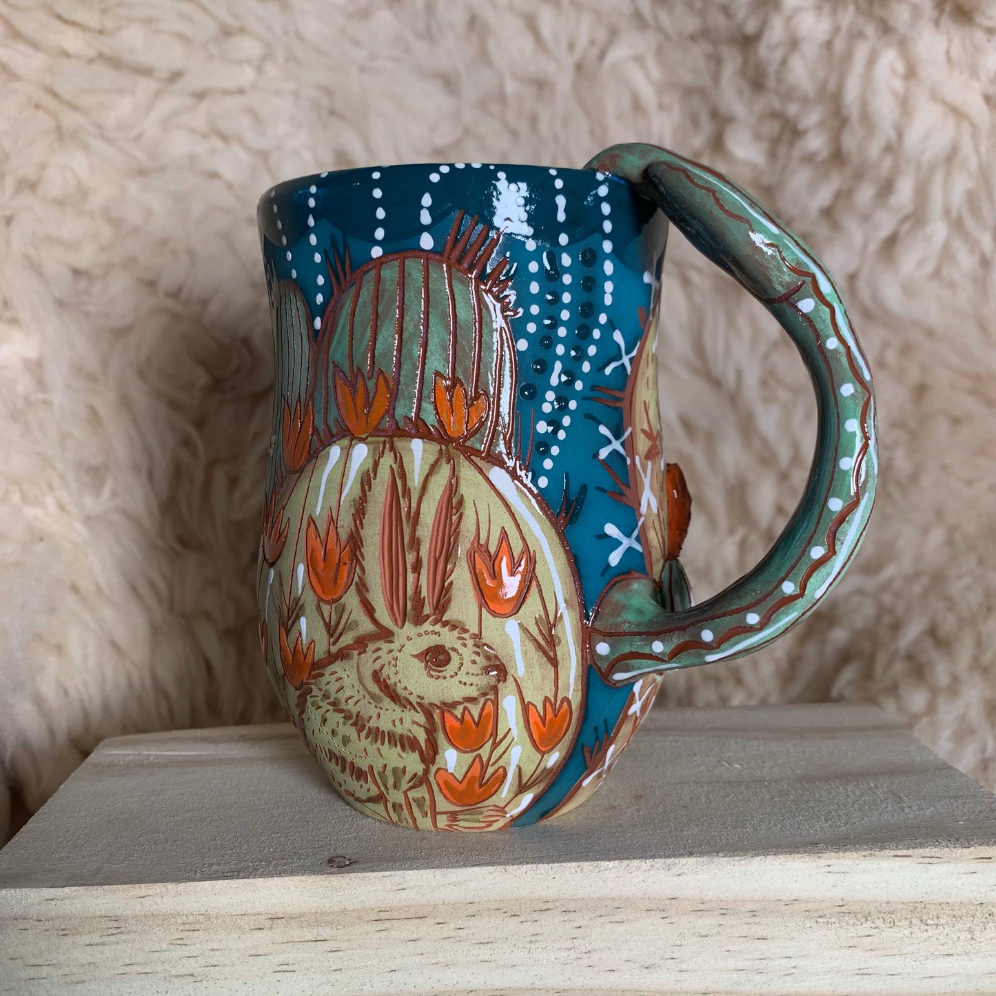 Cactus, hare, armadillo mug 1