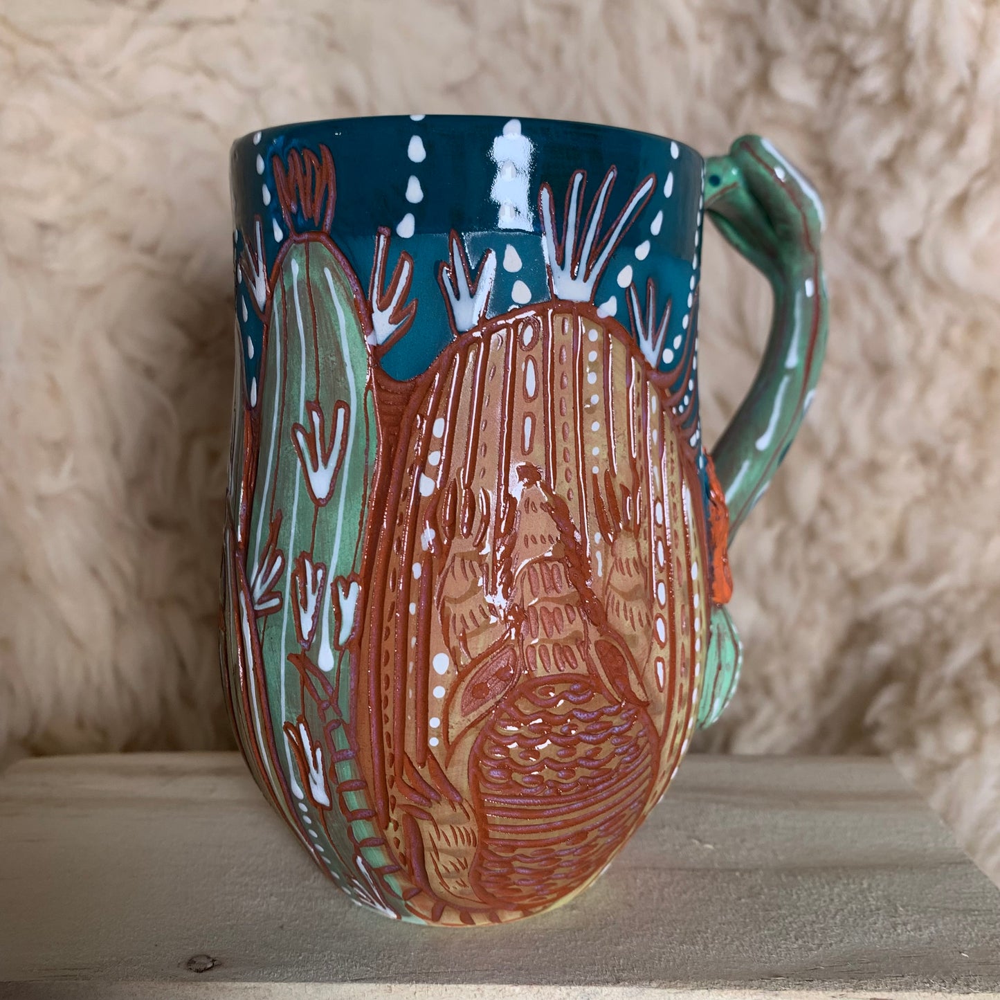 Cactus, hare, armadillo mug 2