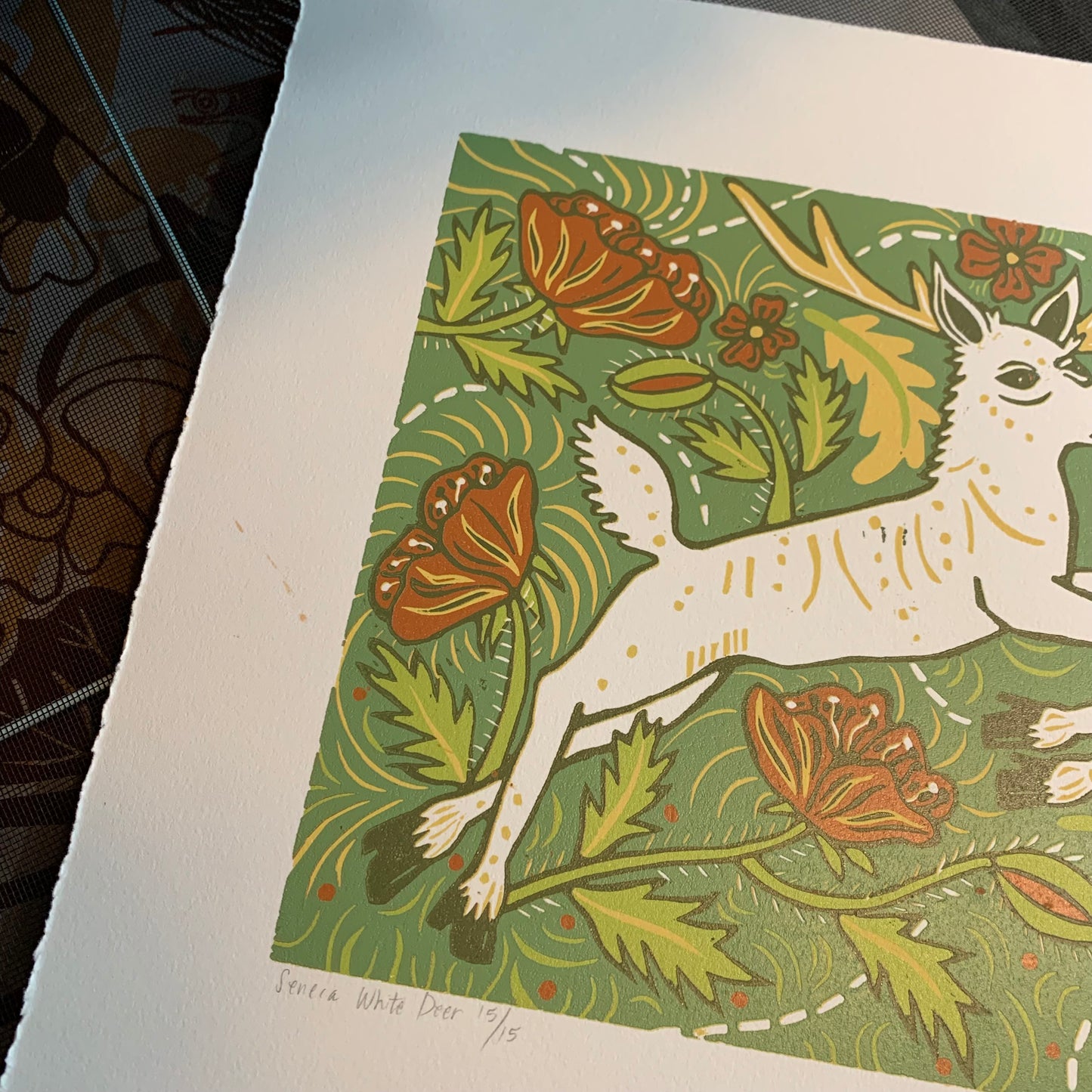 LAST ONE White deer woodcut