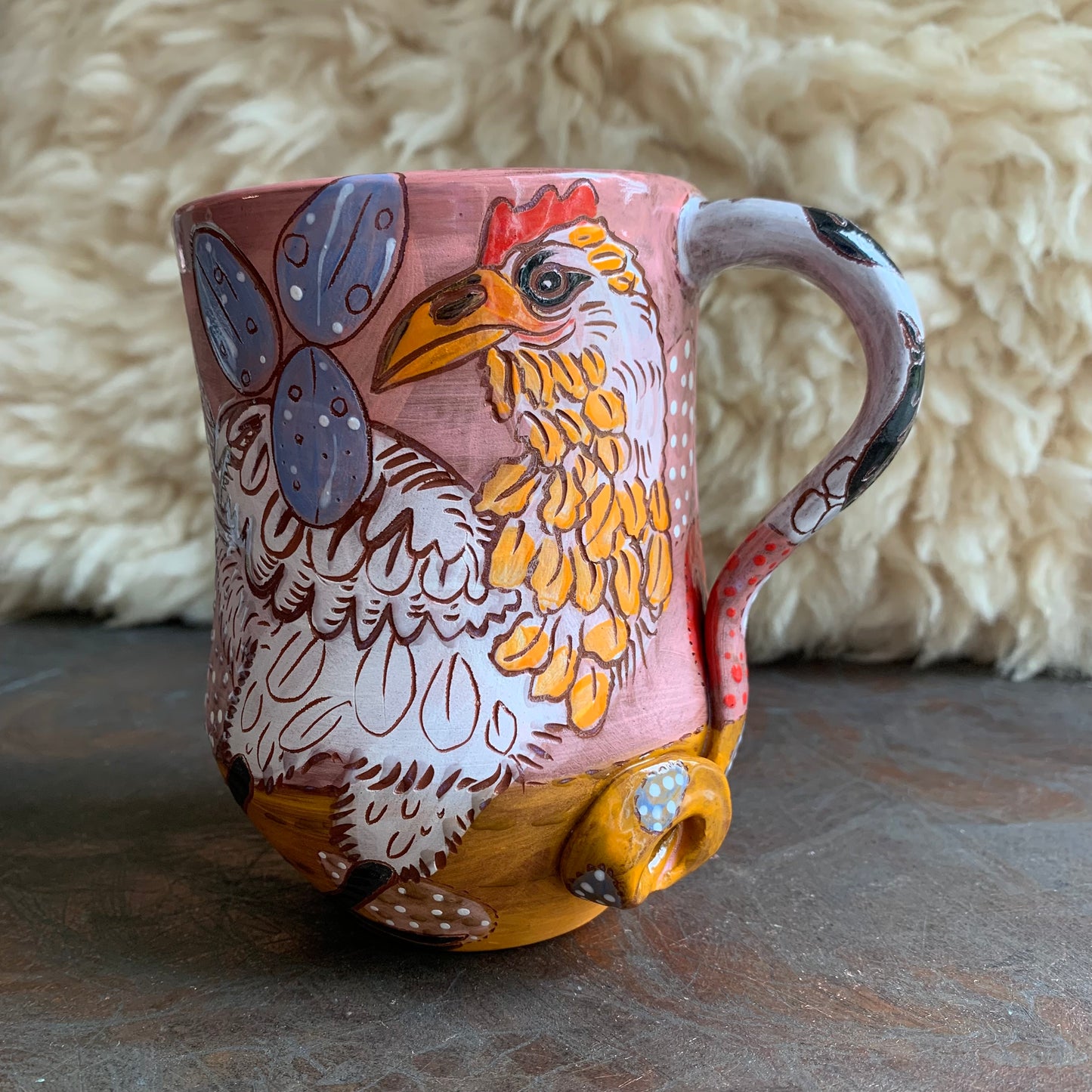 Black and white chicken mug 3