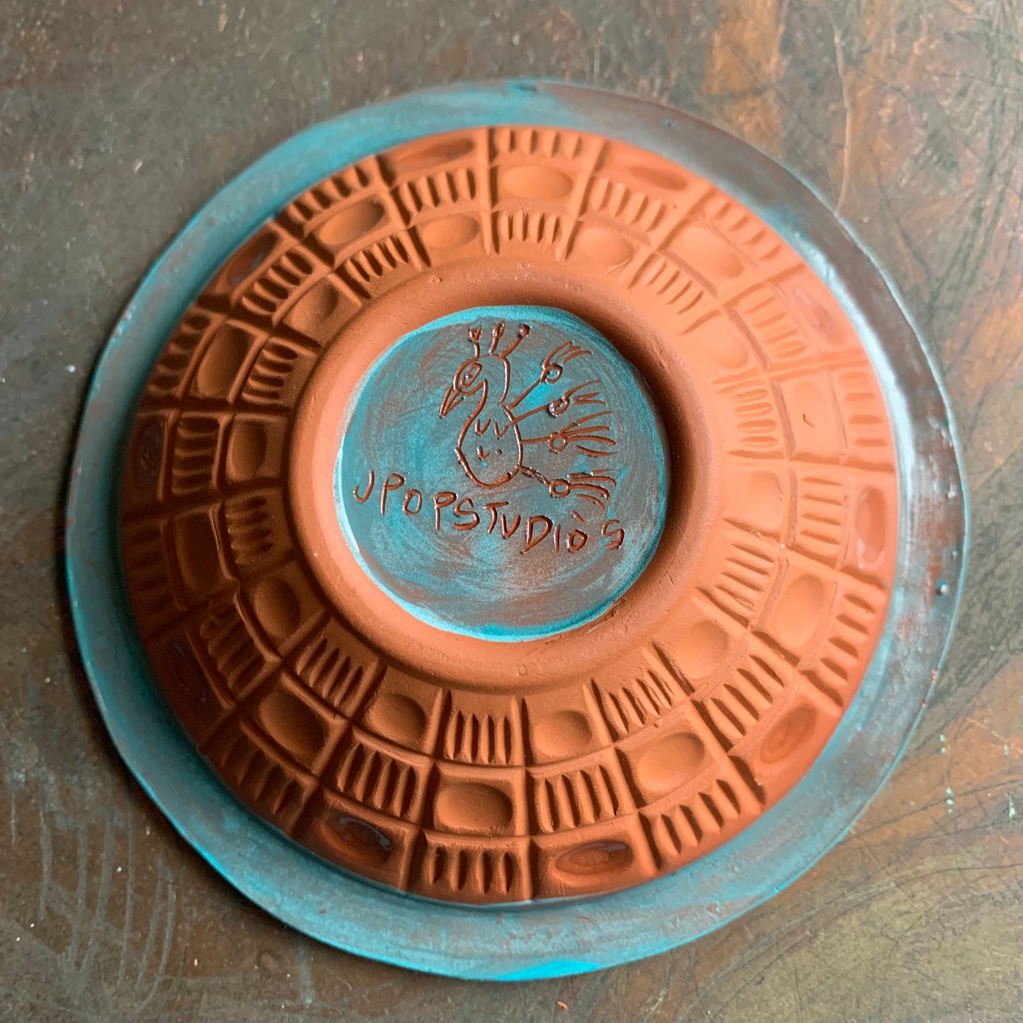 Peacock bowl art deco bottom