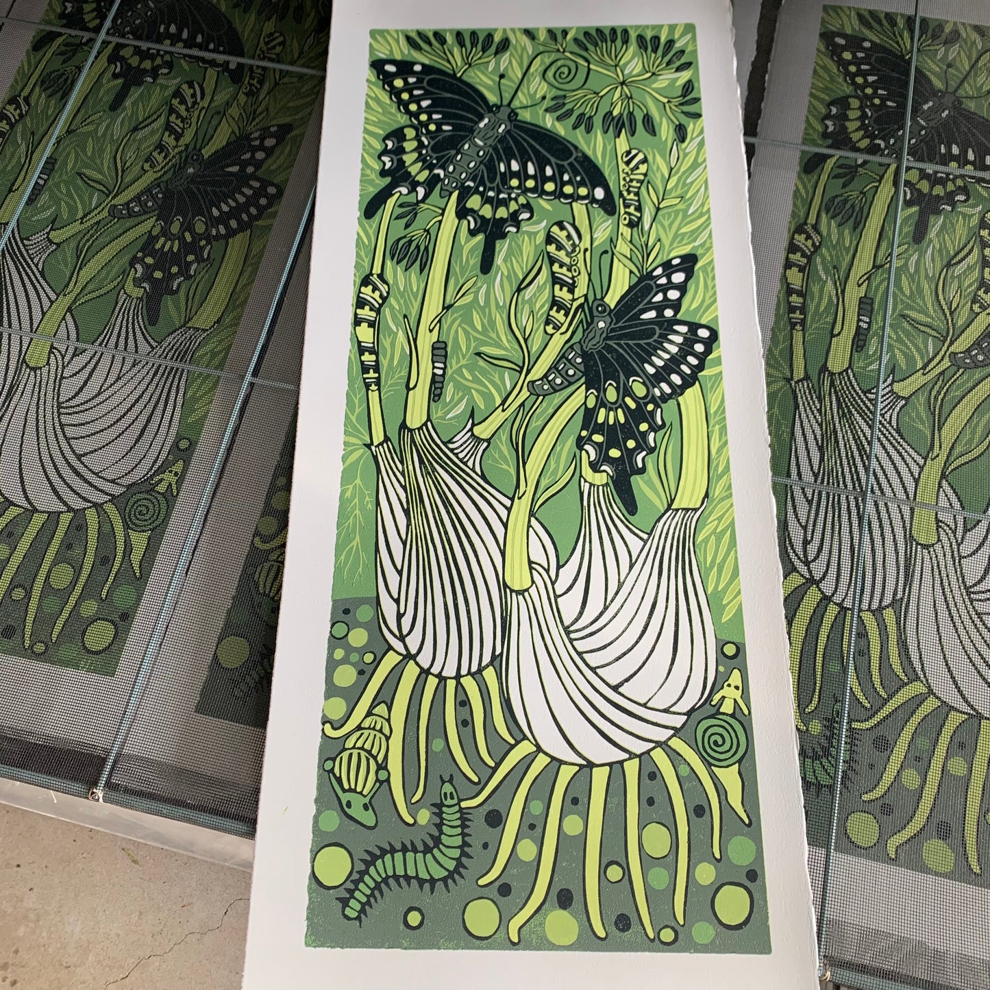 Fennel and Blackswallowtail original woodcut