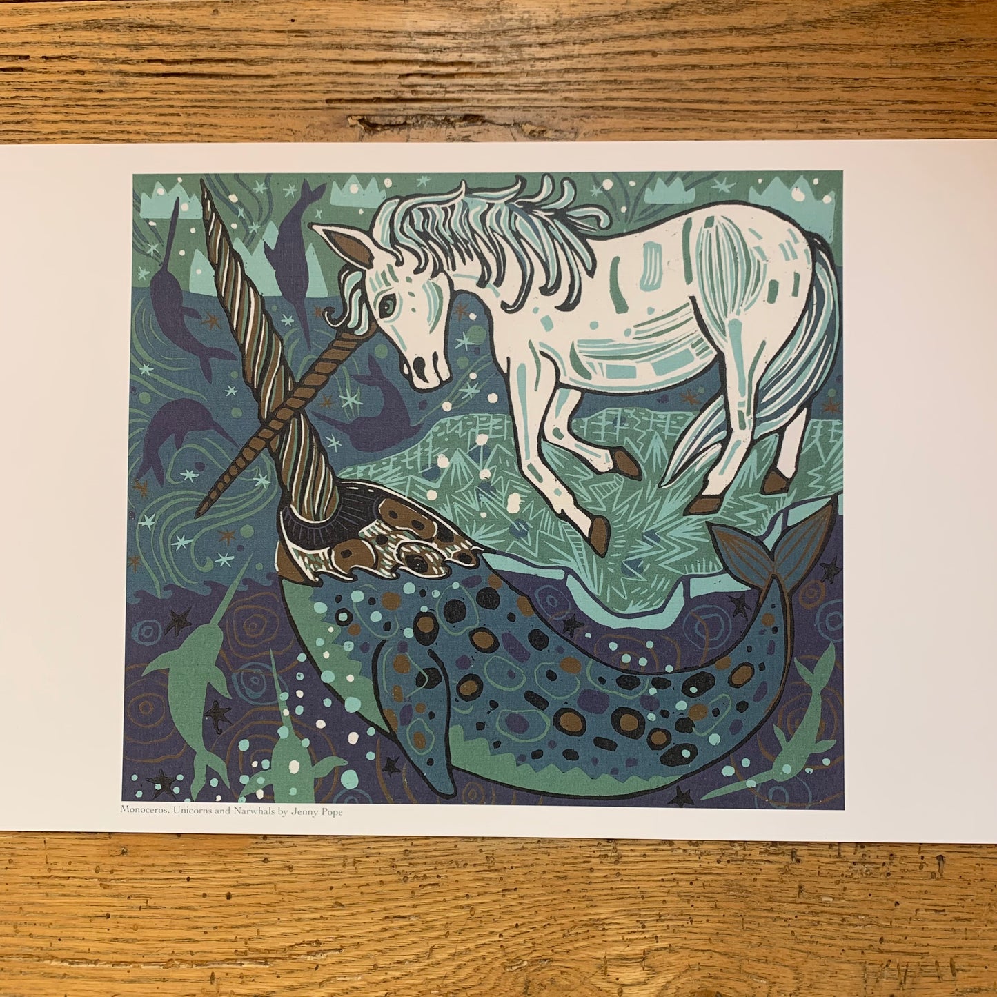 11x17” reproduction of a Unicorn and Narwhal