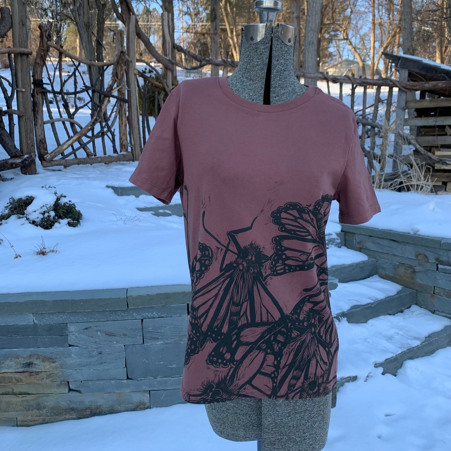 Handprinted monarch shirt pre-order will ship around April 20