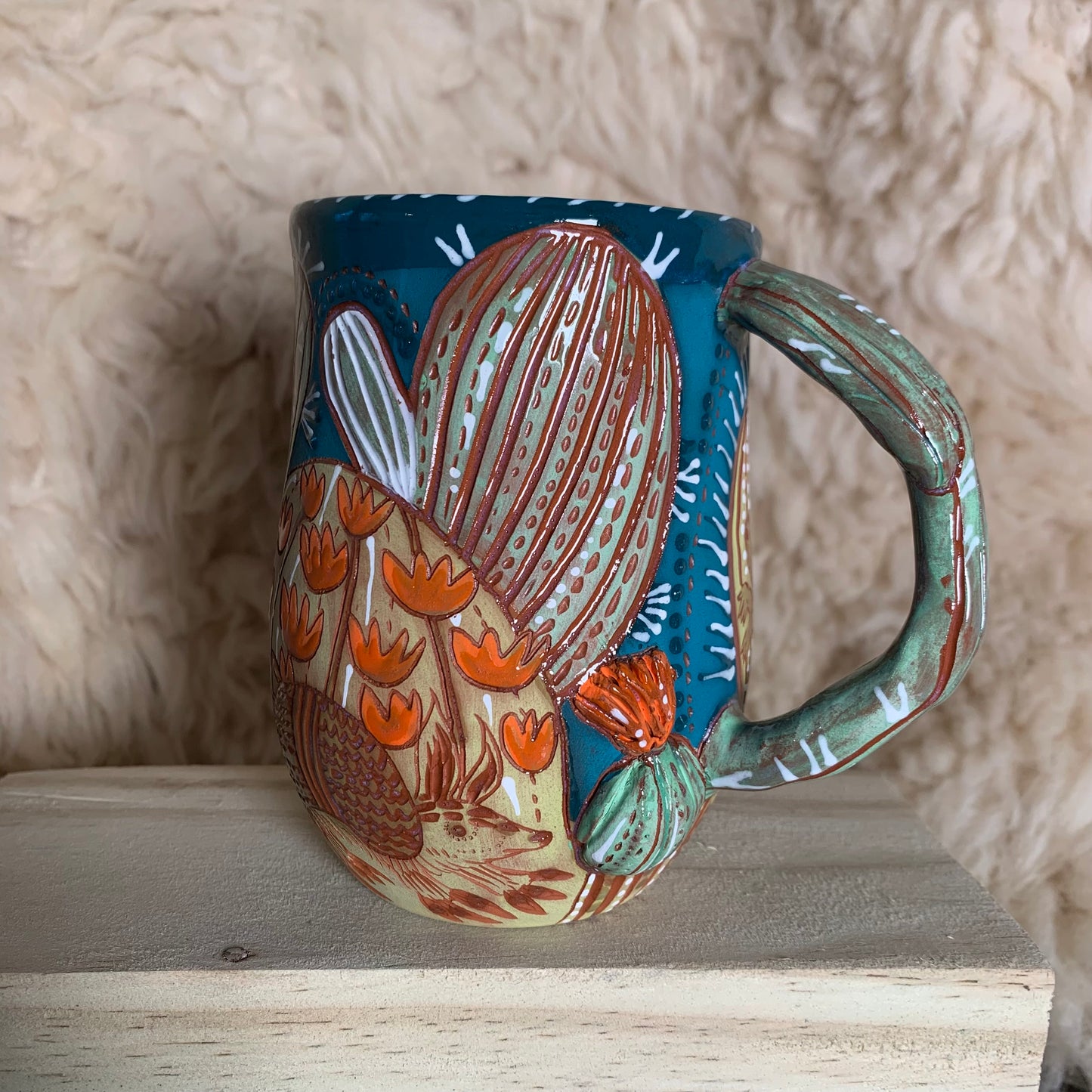 Cactus, hare, armadillo mug 3