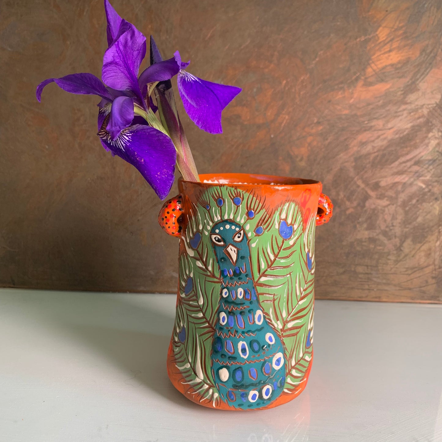 Peacock vase