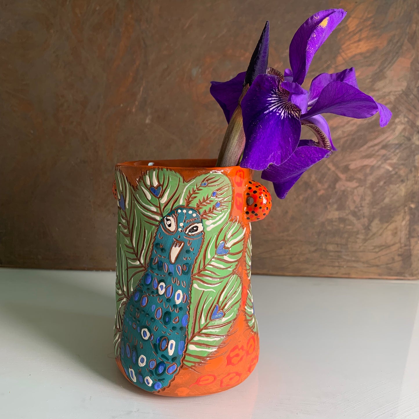 Peacock vase