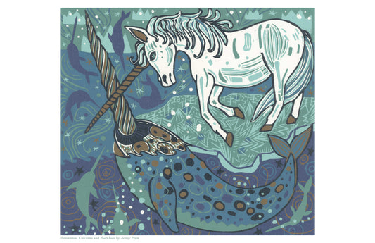 11x17” reproduction of a Unicorn and Narwhal