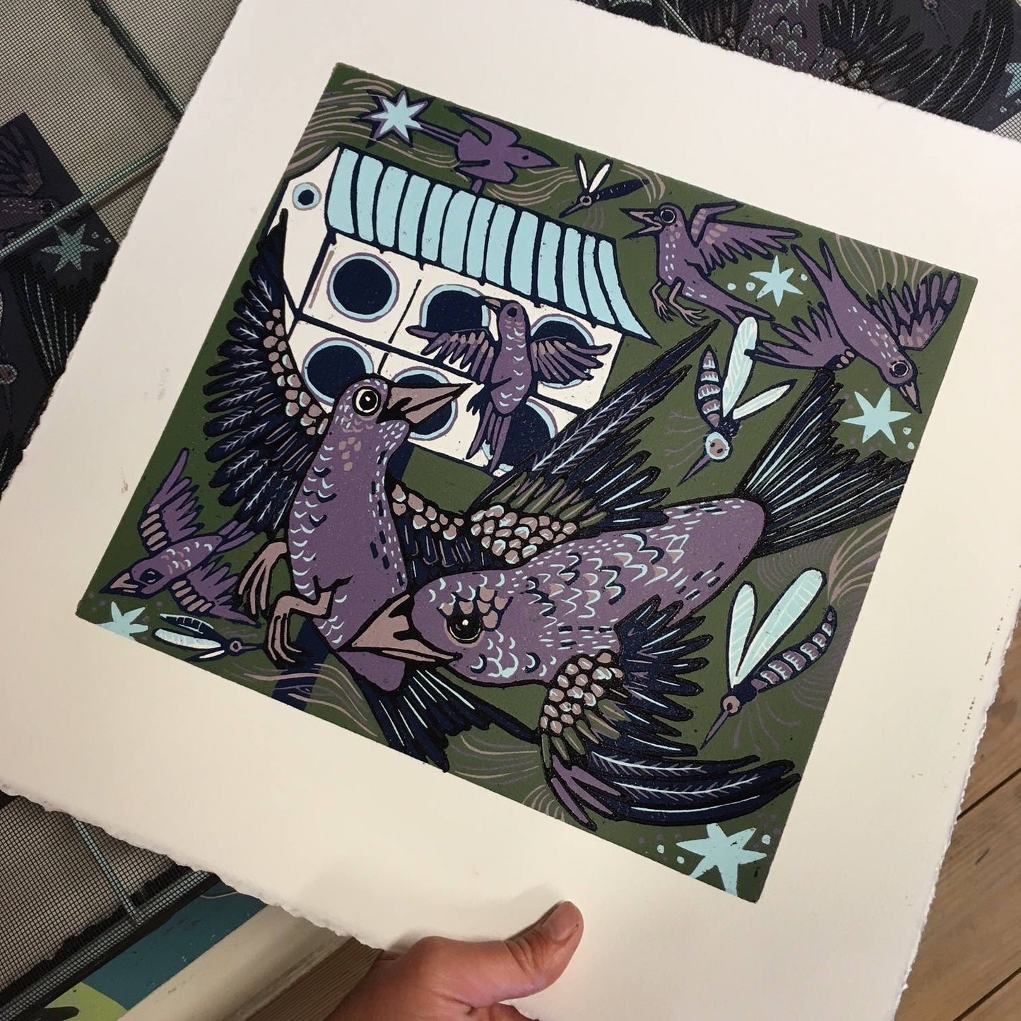 LAST ONE Purple Martin Woodcut