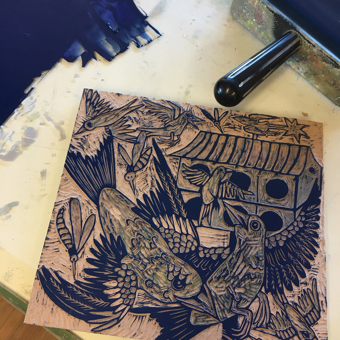 LAST ONE Purple Martin Woodcut